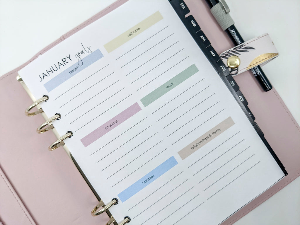 A5 Monthly Goals Planner Inserts for A5 ring planners - Planner Peace