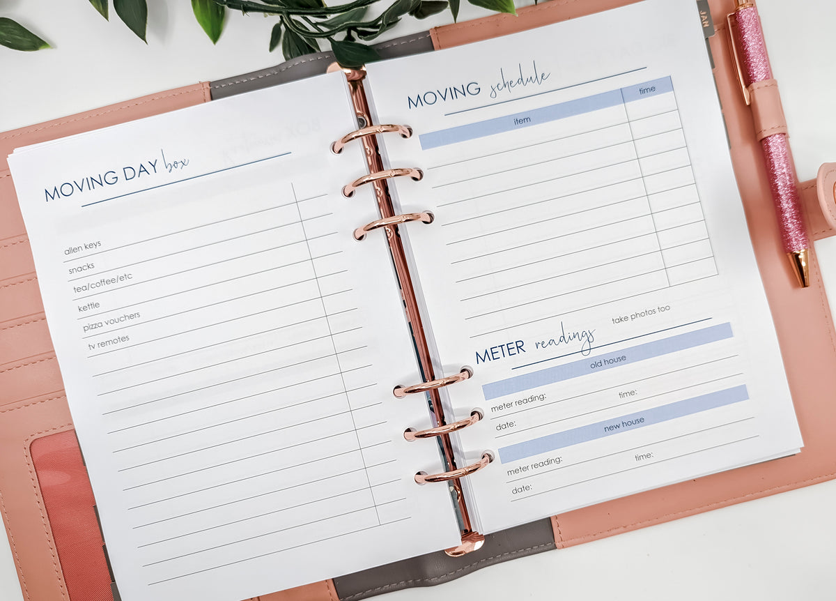 Planner Peace moving schedule