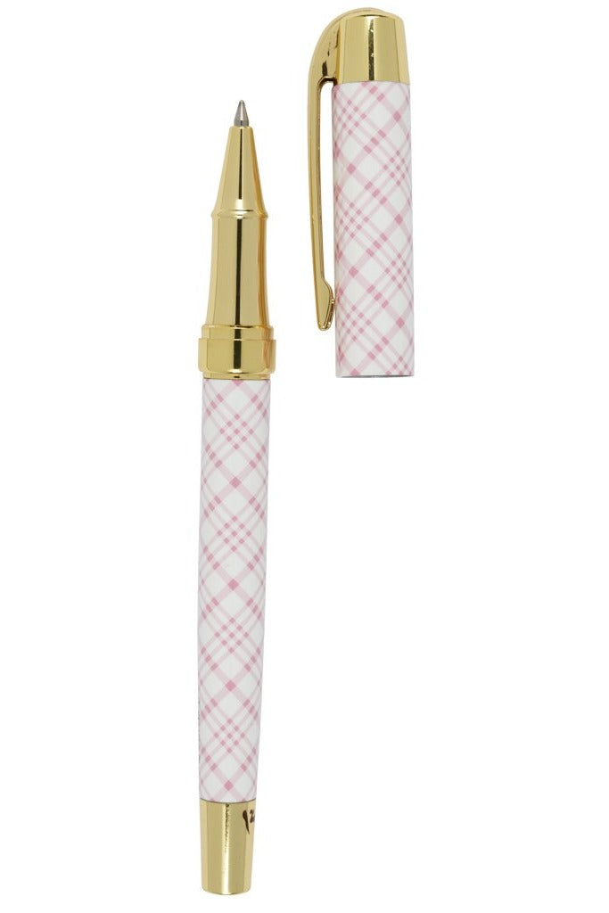 Pink Gingham Roller Ball Pen