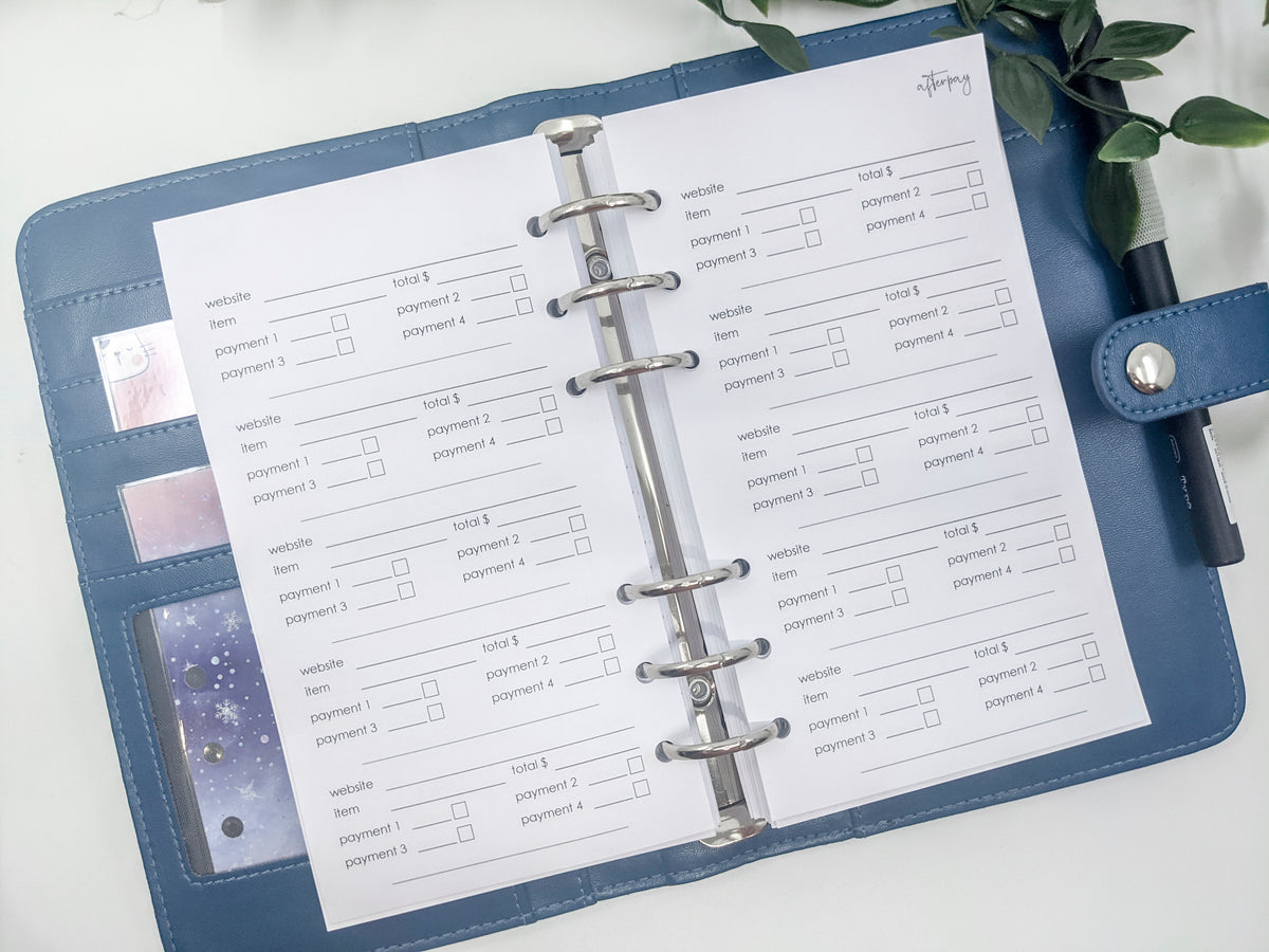 Personal Size Afterpay Planner Inserts