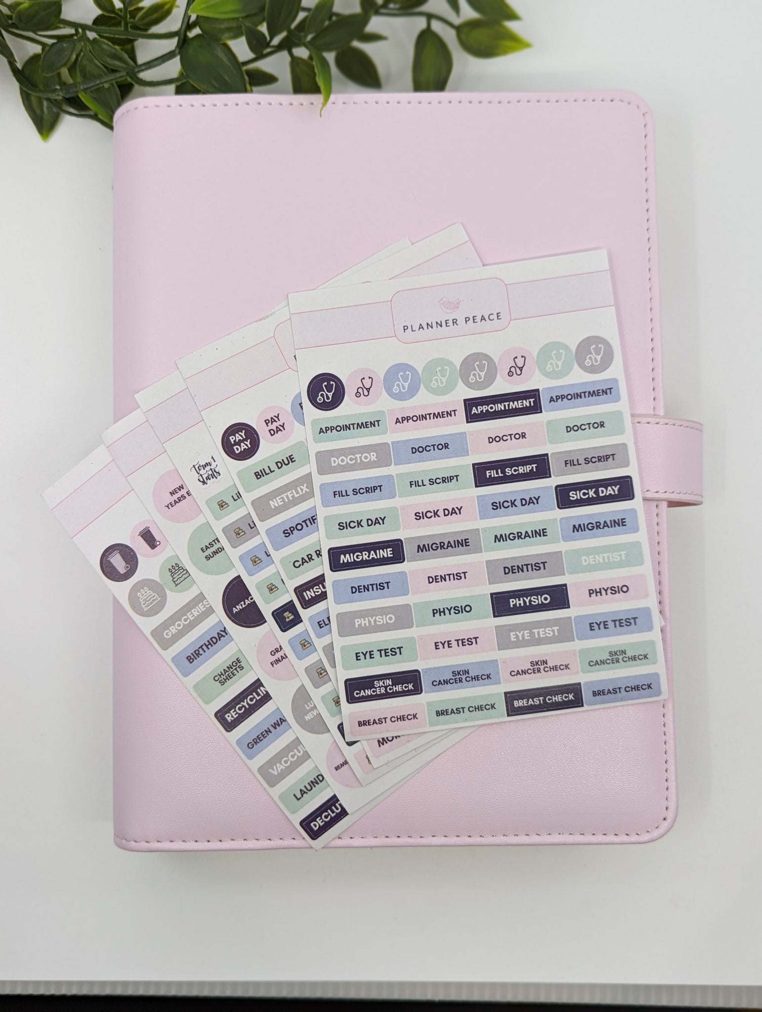 Planner Peace Sticker Sheet Pack - Style 1 - 5 sheets