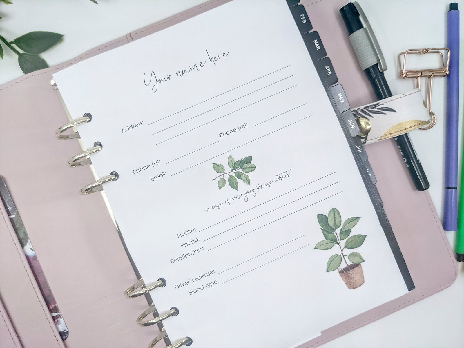 A5 plant lady personalised information sheet