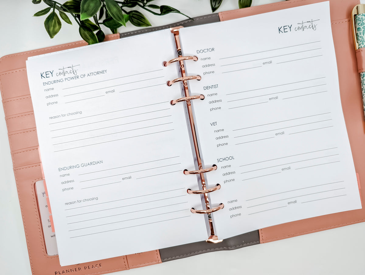 Power of attorney A5 planner refill pack