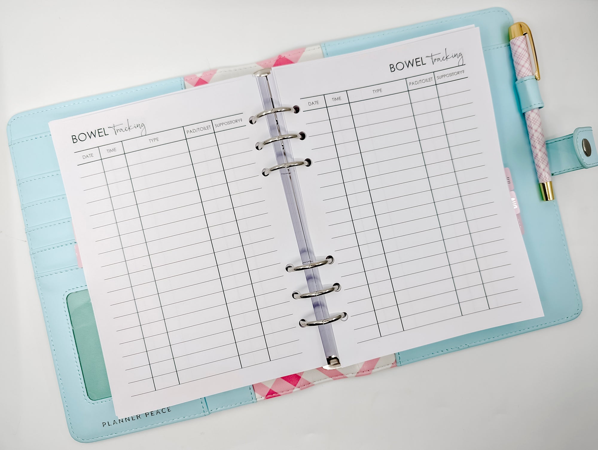 NDIS planner bowel tracking planner inserts