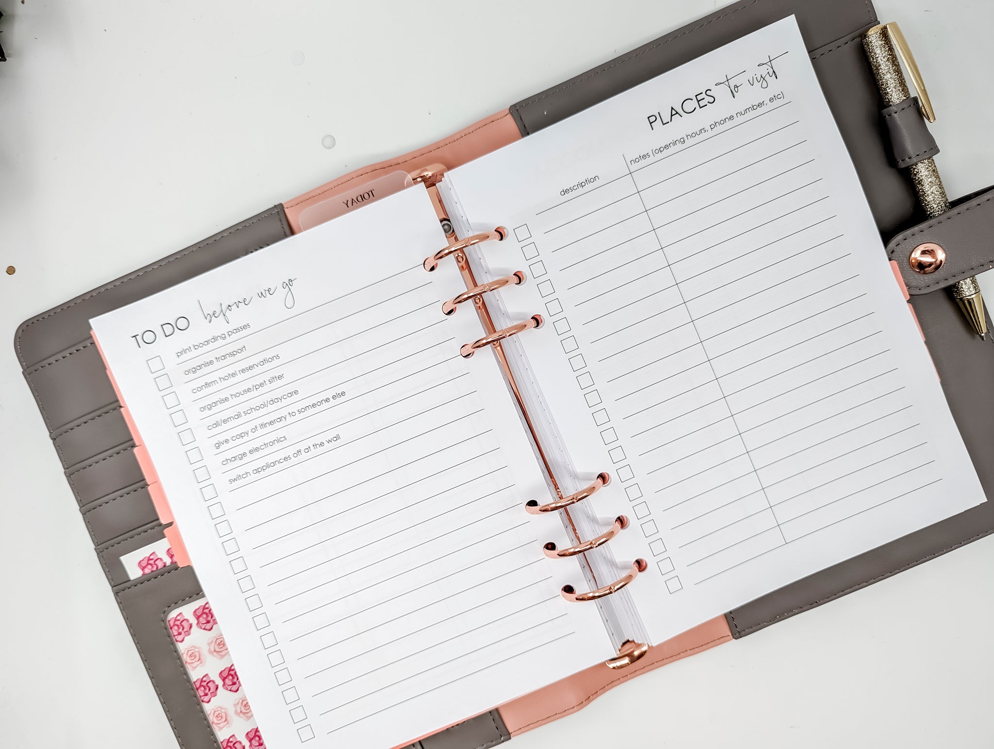A5 Travel & Vacation insert pack to fit A5 planners by Planner Peace Australia