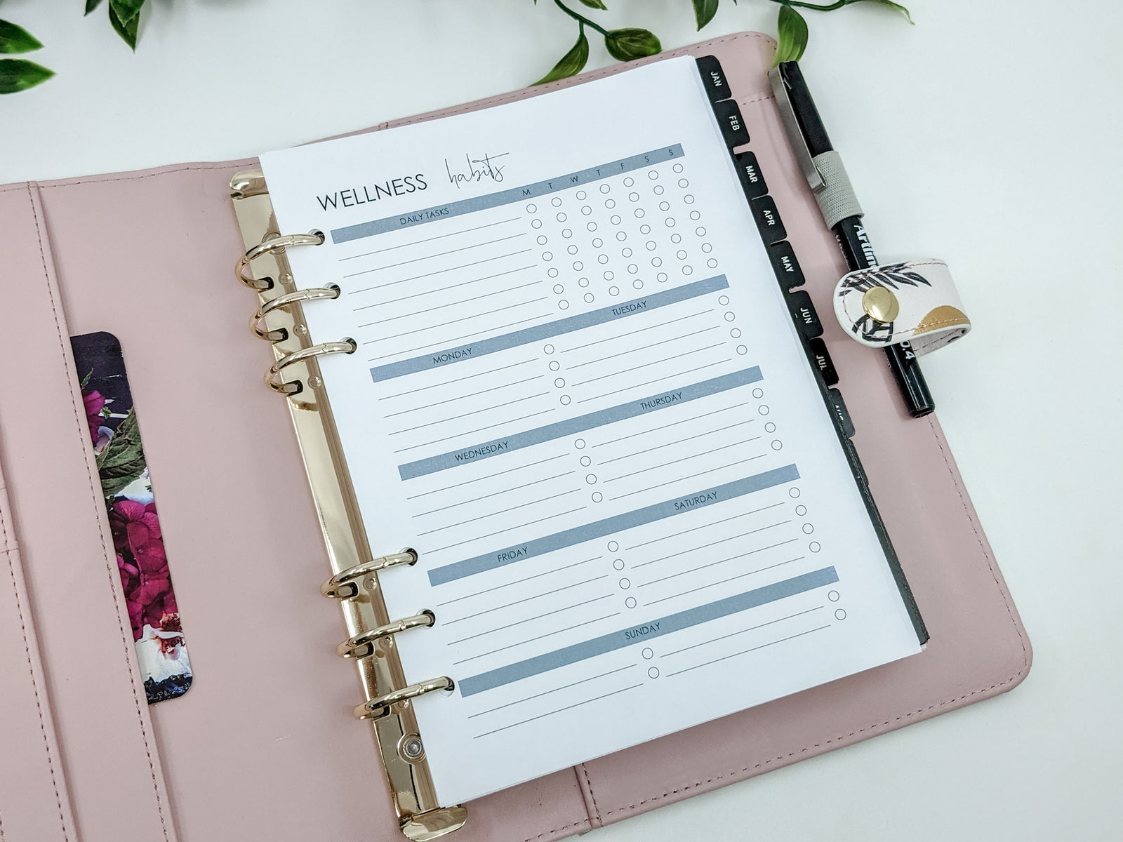 Wellness Habits A5 planner inserts